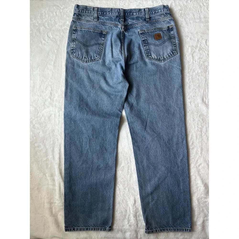 Carhartt Mens Relaxed Fit Straight Leg Blue Denim Jeans 38x32 B460W Medium Wash